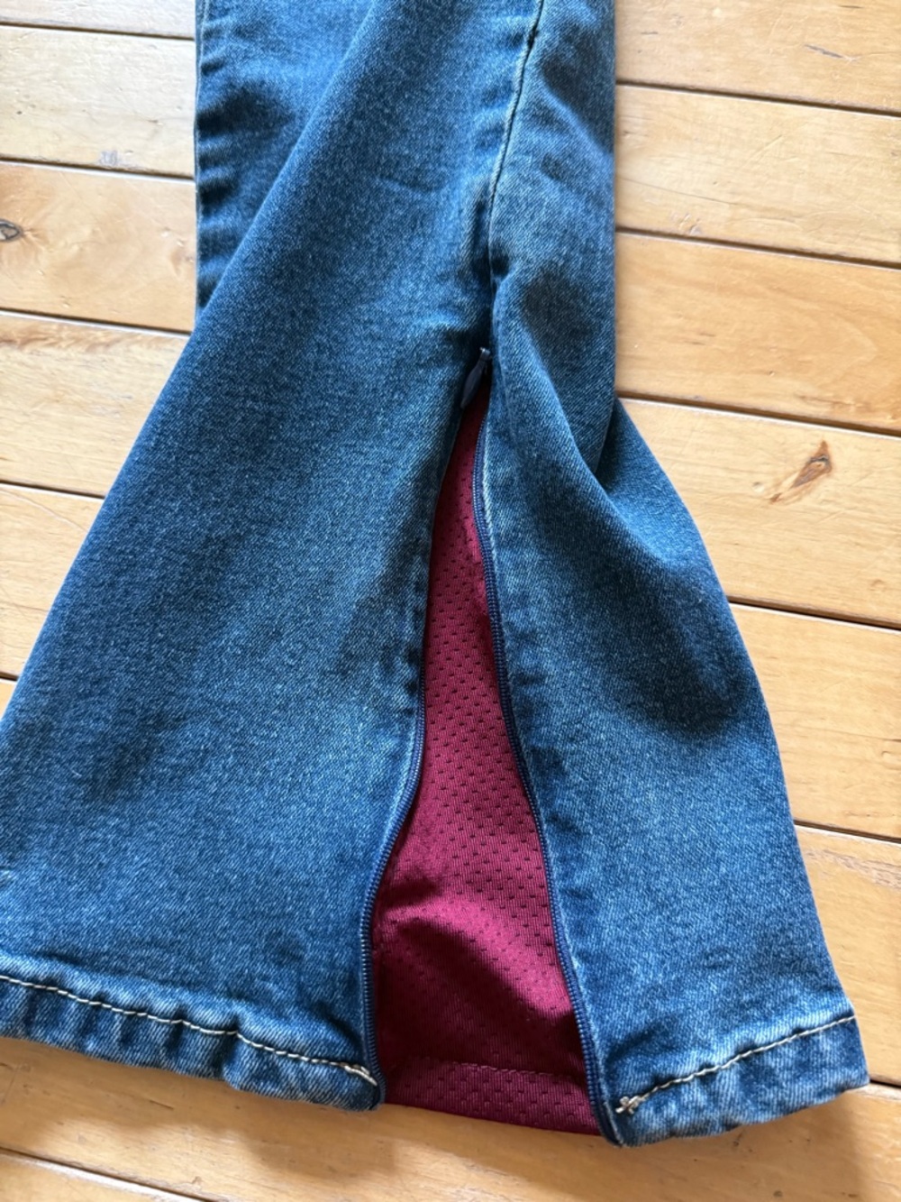 Denim Jeans with Burgundy Inner Panel